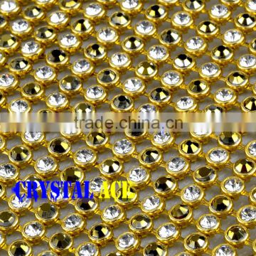 Wholesale 120 x 45cm Gold Aluminium Setting Transfer Crystal Rhinestone Mesh