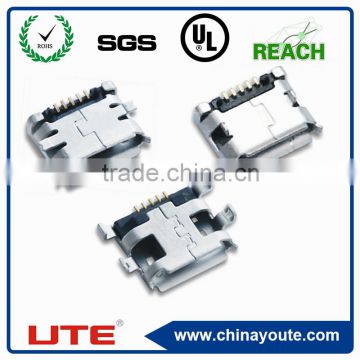 SUS or SPCC, micro usb series, 5pin, B type, female, micro usb connector
