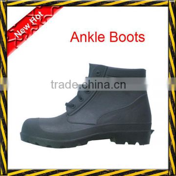 Black ankle PVC safety shoes with steel toe and steel plate