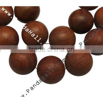 Natural Wood Beads, Round, Chocolate, Size: about 30mm in diameter, hole: 1.5mm, 14 pcs/strand, 16"/strand(WOOD-HL-MT0083)
