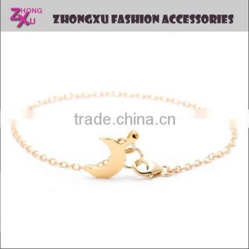 new high quality silver and gold plated custom moon charm bracelet