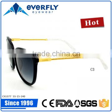 Latest style dark black front sunglasses metal and acetate sunglasses