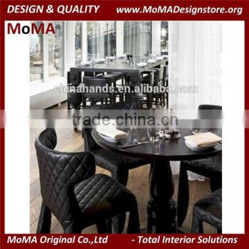 Black Elegant Restaurant Furniture Round Restaurant Table And Chairs
