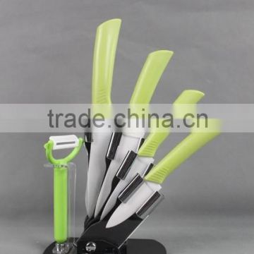 5pcs Knife set 3"+ 4"+5"+6" Ceramic Kitchen Knife set+Peeler in Acrylic Stand, One-Sided Bevel Grinding Blade