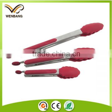 High quality silicone stainless steel food tongs