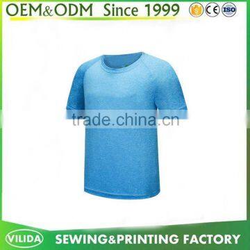 custom dry fit 100% microfiber polyester kids gilrs blue runnung t shirt