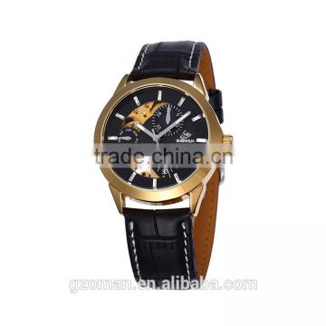 luxury brand shenhua men real leather automatic watches made in china