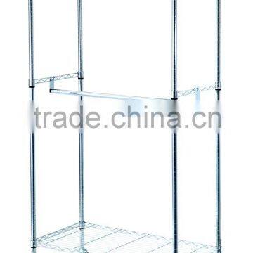 2 Tier Chrome designer Garment Cloth Rack Metal Shelf