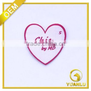 custom heart shap sew on embroidery logo badge