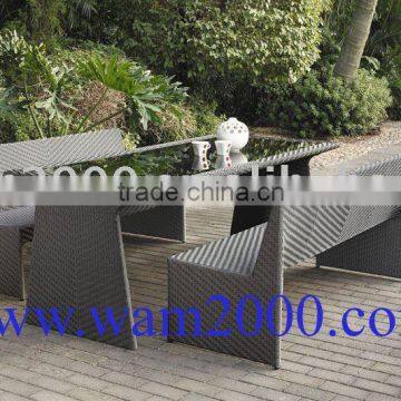 patio garden aluminum PE rattan dining table and 2 chairs
