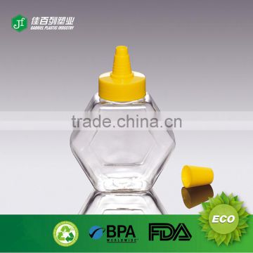 2015 unique PET bottle pentagon shape honey bottle