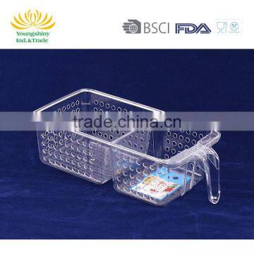 Fridge & freezer bin w/handle dish drainer rack