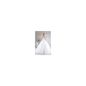White Halter Tulle Sweep Train Wedding Dresses with Bow / Beaded Flowers