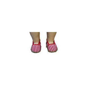Red And White Streak Muslin Doll Shoes For 18inch Doll , Madame Alexander Doll Shoes