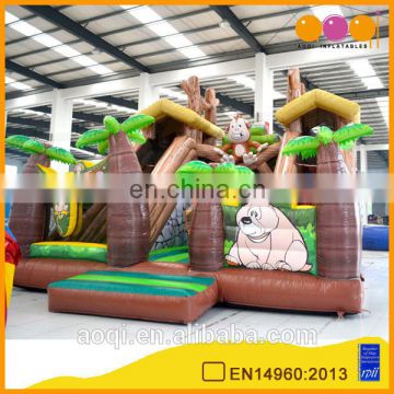 2015 new design 0.55mm PVC tarpaulin top quality forest bridge inflatable slide AQ01505
