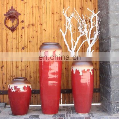 modern red tall floor ceramic vase for home decor,hotel