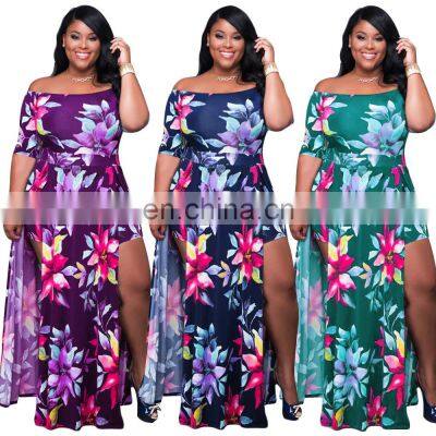 Fm-p5005 2020 New Design Plus Size Dress 5xl Wholesale Women Clothing Summer Dresses