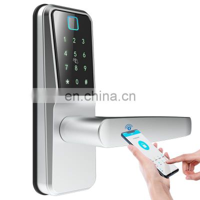 Tuya Smart App Remote Dynamic Password Wood Door Lock Smart Fingerprint Door Lock For Bedroom With Usb Power Supply