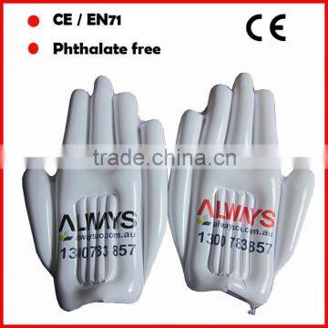 Phthalate free PVC inflatable promotional hand custom printing for advertising