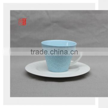 Small Color Clay Porcelain Espresso Coffee Cups and Sacuers Set