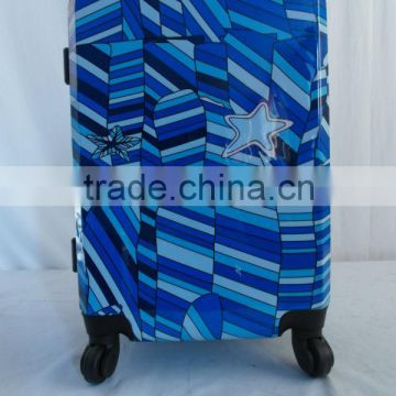 ABS + PC film luggage 360 degree rotational wheels/trolley luggage set