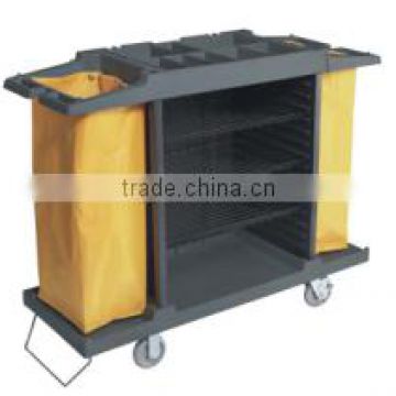 multifunction service gust room trolley/cart have two yellow bag with wheels