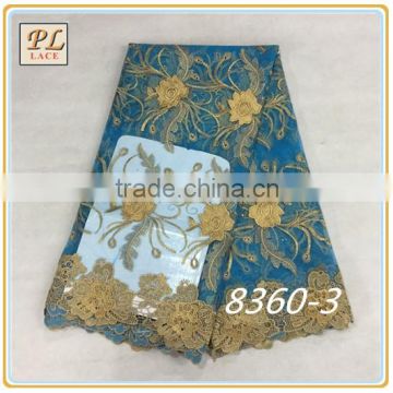 Geometric embroidery design chemical lace High-end custom dress wedding network embroidery fabric                        
                                                Quality Choice