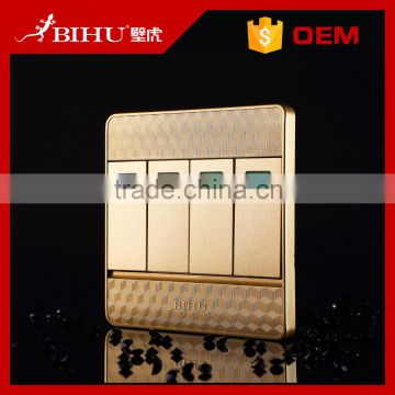 Hot sale luxury design 4 gang 1 way led light wall switch for home