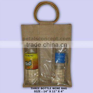 Three bottle wine bag