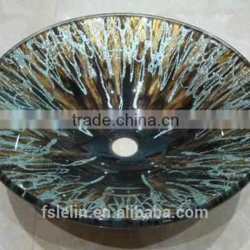 LELIN top quality art glass basin handpainted art glass wash basin LH-068