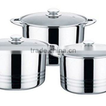3 pcs glass lid stainless steel stock pot