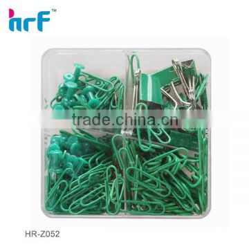 Green Paper Clip Set With Binder Pins