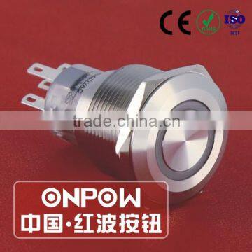 30 Years Industry Leader ONPOW Metal Push Button Switch GQ22A-11E/S Dia. 22mm ring illuminated stainless steel IP67 CE ROHS