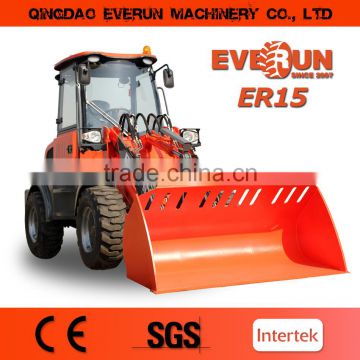 Everun CE Approved 1.5ton Mini Front End Loader with New Wooden Forks