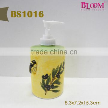 Ceramic fancy body lotion bottles with plastic pump