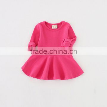 New fashion baby girl winter dress solid color long sleeve dress little girl plian cotton autumn dresses