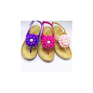 Outdoor Beach Open-toed Women Footwear Breathable Flowers PVC Flat Lady Sandals
