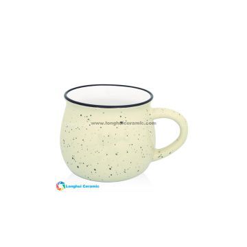 9oz Custom two-tone white interior color speckle outerior diner campfire coffee mug