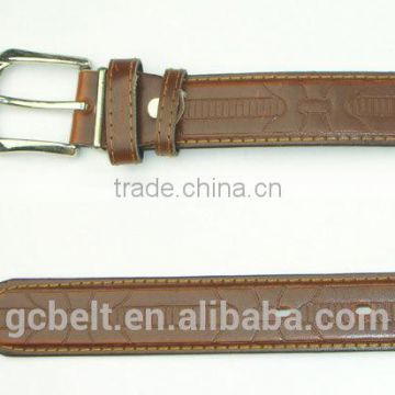 Man's embossed classical tan col PU leather belt