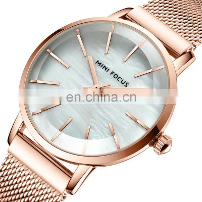 MINI FOCUS 0257L Brand Luxury Fashion Women Watches Waterproof Casual Quartz Ladies Wrist Watch Rose Gold
