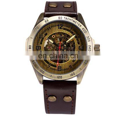 SHENHUA 9581 Original Men Mechanical Branded Wrist Watch Simple Analog Leather Watch Men