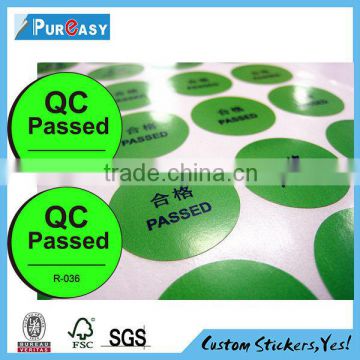 Custom high quality QC pass clear label