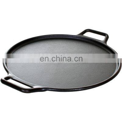 Cast iron Non- Stick big size pizza frying pan pizza Tray
