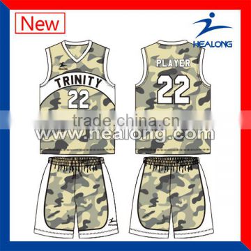 hot sales customize sublimation camo basketball uniform