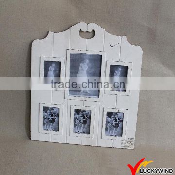 Wall Hanging Vintage White Wood Six Photo Picture Frame
