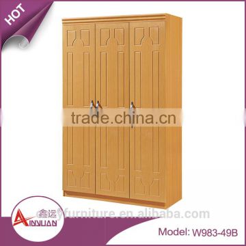 Foshan wholesale latest mdf bedroom almirah designs modern cheap wooden three door wardrobe