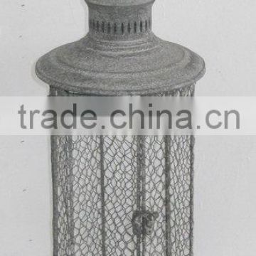 100465F- round metal wire candle lantern