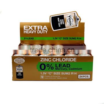 R14P sum2 C size 0% Lead Zinc Chloride Dry Battery Water heaters use