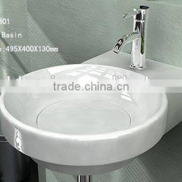 YJ7801 Ceramic Bathroom basin Round Ceramic wall-hung basin