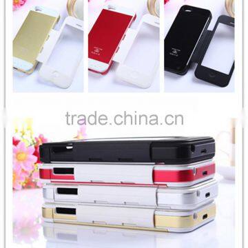 High Quality 3500mAh Charger Flip Metal Battery Case for iPhone 5S, Aluminum Back Power Case for iPhone 5G